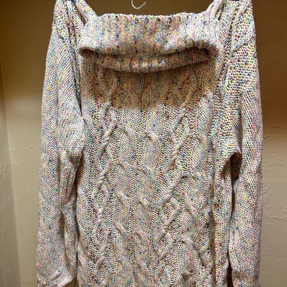 New York&Co Soho Multicolor/rainbow Cable Knit cowl/turtle neck Women's Sweater